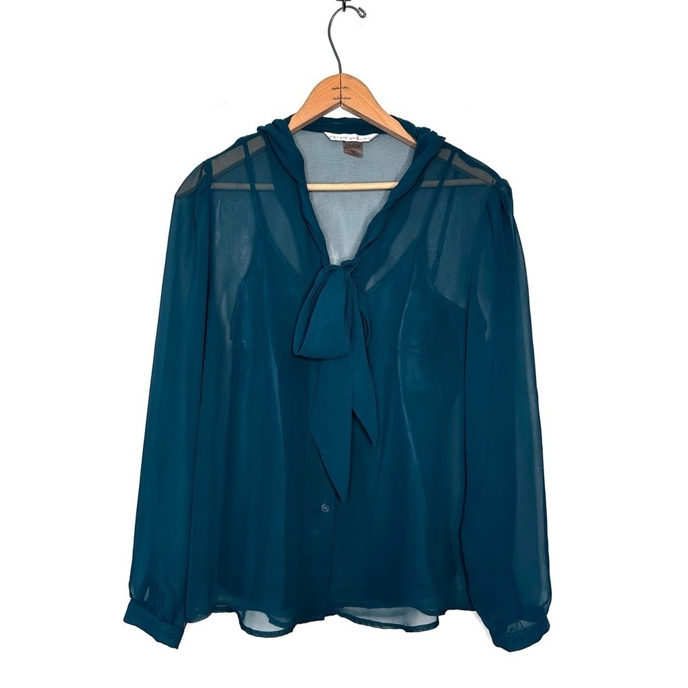 Peter Nygard | Green Sheer Button Down Blouse Size 10